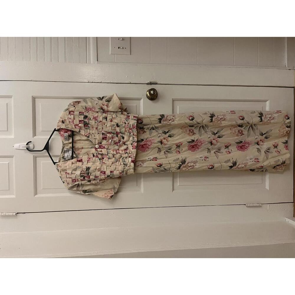 Vintage Karin Stevens Floral Maxi Dress with Unique Top Detail